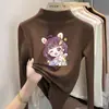 Blusa Base de Manga Longa de Veludo Zhongda Tongde para Meninas, Nova Coleção Outono/Inverno 2026, Blusa com Gola Meia-Alta Forrada com Fleece