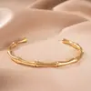 Pulsera de Sección de Bambú Nueva para Mujer Brazalete Abierto Sólido Ajustable Moda Versátil Regalo para Novia