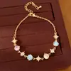 Pulseira redonda de estrela com zircônia cúbica banhada a ouro 18k real, uma peça de joalheria luxuosa e única com um toque de alta qualidade, perfeita para o uso diário.