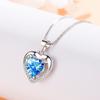 Collar de Corazón Azul Marino de Plata Esterlina Nueva Transfronterizo para Mujer de Nicho de Lujo Ligero Colgante de Cobre Blanco en Forma de Corazón Cadena de Clavícula Simple Elegante