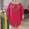 Nuevo bikini sexy transfronterizo de hombros descubiertos con huecos, holgado, talla grande, con borlas, estilo ins, top de blusa para playa al aire libre