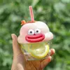 Taza de Vidrio Mini Dibujos Animados con Popote para Niños, Uso Doméstico, Conveniente para Té de Burbujas, Bebidas y Agua, Regalo Promocional