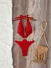 Traje de Banho Peça Única Sexy Novo para Mulheres, Verão 2027, Europeu e Americano, Transfronteiriço, Cor Sólida, Design Vazado, Emagrecedor, Roupa de Banho para Férias na Praia