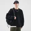 Suéter simple de punto grueso con cuello redondo para hombre, nuevo estilo casual otoño e invierno 2026, top pullover holgado versátil para hombre