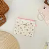 65222 Bolsa de Almacenamiento con Ribete de Encaje Floral Azul Claro, Estilo Fresco y Sencillo para Estudiantes, Cable de Datos para Auriculares, Billetera para Monedas, Bolsita Portátil