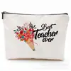 Bolsa de Cosméticos para Professor Transfronteiriça Presente Bolsa com Zíper para Professor Bolsa de Armazenamento de Linho à Prova d'Água Presente para o Dia do Professor