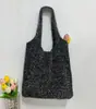 Bolsa de Tricô com Lurex Dourado Igual à de Blogueira Coreana para Mulheres 2025 Nova Bolsa Tote de Braço Estilo Preguiçoso Bolsa Grande