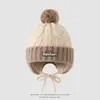 Chapéu de Outono e Inverno BOSTON Chapéu de Lã Infantil Proteção para as Orelhas Pompom Chapéu de Tricô Quente Meninos e Meninas Chapéu de Puxar à Prova de Vento