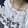 Collar de Corazón Perlado Gris Plateado para Mujer Cadena de Clavícula Apilada Nicho Cadena Larga para Suéter Subcultura Y2K Accesorios Versátiles