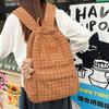Mochila Estilo Bosque Estilo Ins de Pana a Cuadros para Mujeres Estudiantes de Secundaria Capacidad Grande Casual Combinable Mochila de Viaje