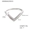 Anillo de acero inoxidable Xinyixin con forma de V, circonita 5A, apertura lateral, ajustable, para mujer, no se decolora