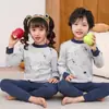 Conjunto de ropa interior térmica de otoño para niños, pijama de algodón puro para niños, conjunto de ropa interior cálida para niñas, suéter de algodón como capa base para niños pequeños y bebés