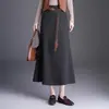 Saia Midi Simples de Lã Linha A Fluida Feminina 2026 Outono/Inverno Nova Cintura Alta Cobre o Quadril Barra Larga Estilosa com Cinto