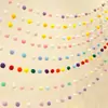 Bandeira de Corda com Bolas de Pelo Coloridas Bandeirola de Feltro Decoração de Festa de Aniversário Infantil Sala de Aula Acampamento Estilo Tenda Pingente