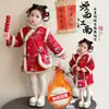 Ropa de Felicitación de Año Nuevo, Falda Cheongsam Estilo Chino para Niños, Ropa de Invierno, Falda de Princesa con Forro Polar Dinastía Han para Niñas, Ropa Festiva Roja de Año Nuevo para Bebé Niña