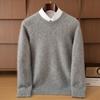 Suéter de Lã Escovada Novo Outono e Inverno Masculino Gola Redonda Fio Duplo Espessado Suéter Casual Juvenil Malha Suéter de Caxemira Escovada