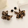 Brincos de Argola Grande de Tecido Estampado de Leopardo Exagerado Europeu e Americano, Brincos Quadrados Inseridos com Gema de Imitação, Atacado Transfronteiriço Aliexpress