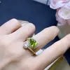 Anillo de Peridoto Natural Plata de Ley 925 Chapado en Oro Rosa Tamaño de la Piedra Principal 7*10mm Natural Admite Pruebas