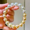 Pulsera de Perlas Tahitianas Shijia Mariposa Negra de Cristal para Mujer Pulsera de Cuentas Francesa de Alta Gama Pulsera Morandi de Lujo Ligero