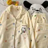 Pijama de Invierno, Franela, Engrosado, Largo, Dulce, Cálido, Lindo Moño, Se Puede Usar Afuera, Ropa para el Hogar