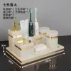 Juego de cinco piezas para baño, juego de lavabo de mármol jade blanco, bandeja de baño, juego de cepillo de dientes y vaso para lavar y enjuagar