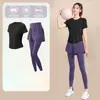 Conjunto de Roupa Esportiva Feminina de Verão com Secagem Rápida, Camiseta de Manga Curta para Corrida, Shorts Esportivos Anti-Exposição, Conjunto de Yoga