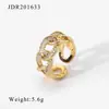 Estilo Ins Europeu e Americano Anel Aberto de Cobre Dourado 18K com Zircônia Embutida Anéis de Casal Estilo Vintage Anel Geométrico Anel Geométrico Feminino