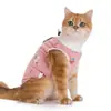 Roupa de Esterilização para Gatos, Roupa Cirúrgica para Gatas, Roupa 100% Algodão, Estilo Fino Respirável, Roupa para Desmame com Velcro, Anti-Lambedura Pós-Cirúrgica para Gatos Machos