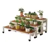 Nuevo Modelo de Soporte para Flores con Ruedas para Sala de Estar, de Pie, Estante de Almacenamiento Móvil para Balcón, Soporte para Macetas de Escalera Multicapa para Patio