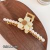 Accesorios para el Cabello de Moda Personalizados Estilo Dulce Cool Pinza de Tiburón Adorno para la Cabeza para Cabeza Grande Accesorios para el Cabello Geométricos de Perlas Pinza de Agarre de Esqueleto de Pez