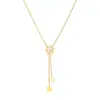 Moderna, Sencilla, Versátil Cadena Borla Flor Hueca Chapada en Oro Flor de Concha Blanca Collar de Joyería de Acero Inoxidable
