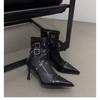 Hebilla de Cinturón Estilo Romano Antiguo Retro Coreano para Otoño e Invierno Botines Cortos de Tacón Alto para Chica Popular