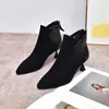 Tacones altos de mujer stiletto 2026 tendencia de moda invierno nueva llegada punta fina forro de felpa botines bajos tacón bajo temperamento