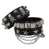 Pulsera Ancha de Cuero Multicapa Moda Europea y Americana Transfronteriza Temu con Remaches de Calavera Únicos y Audaces Accesorios de Pulsera Punk Street Dance