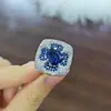 Transmissão ao vivo mais vendido conjunto de anel quadrado de safira sintética luxo cravação completa de diamante exagerado alta qualidade colar brincos