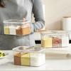 Caja de condimentos para cocina doméstica, tarro de condimentos de alta gama, tarro de condimentos integrado de múltiples compartimentos, tarro de condimentos de sal cuatro en uno, azúcar MSG