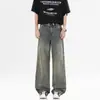 Jeans Largos Lavados Vibe Americana Nova 2025 Masculino Retrô Desgastado Solto Casual Reto Longo