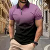 Camisa Polo de Manga Corta con Cremallera para Hombre Más Vendida en Exportación Transfronteriza Color de Interfaz Estampado 3D Moda de Negocios Casual