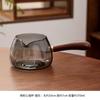 Taza de vidrio con mango de madera lateral para uso público, juego de té de kung fu, juego de té de mar, taza de té de vidrio transparente para uso doméstico, espesada