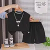 Conjunto de Roupas de Verão para Meninas 2026 Novo Estiloso Bebê 1-3 Anos 5 Peças de Verão Sem Mangas para Crianças Duas Peças Roupas Finas