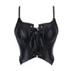 Top Modelador de Couro PU para Outerwear, Corset Sem Alças que Afina a Cintura, Sutiã de Barbatanas Feminino, Lingerie Modeladora Popular Transfronteiriça