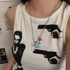 Colar com Pingente Quadrado de Gato Kt Estilo Ins Desenho Animado Fofo Feminino Design Simples Estiloso Joia de Corrente para Clavícula de Alta Qualidade