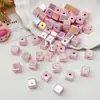 12mm Color Crema Chapado UV Cuadrado Acrílico Cuentas Sueltas Cuerda para Teléfono Móvil Llavero Material para Abalorios Hecho a Mano DIY