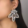 Pendientes de hojas geométricas transfronterizos, nuevos, ligeros y de lujo, con diamantes de imitación, elegantes, para mujer, europeos y americanos.