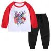 2026 Nova Camiseta Infantil de Primavera e Outono Gola Redonda Desenho Animado Manga Longa Camiseta Básica Conjunto para Meninos e Meninas Camiseta de Algodão