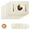 Los manteles individuales de PVC texturizado son impermeables, a prueba de aceite y aislantes del calor, adecuados para mesas de comedor en casa y hoteles, fáciles de limpiar, rectangulares con esquinas redondeadas