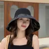 Sombrero de Pescador de Vinilo para Mujer de Verano con Lazo, Sombrero de Protección Solar, Sombrero de Sol Casual para Viaje, Sombrero de Sol de Ala Ancha para Viajes al Aire Libre