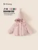 Roupa infantil Bangxuan, agasalho infantil, chapéu pontudo, casaco de inverno quente para bebês, agasalho liso triplo para bebês, jaqueta de plumas para meninas