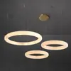 Lustre de quarto estilo creme, design minimalista francês, mármore falso, formato circular criativo, adequado para quarto principal e sala de jantar, luz pendente protetora para os olhos 79A ferro