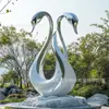 Esculturas Ornamentais Personalizadas para Exterior em Aço Inoxidável com Superfície Espelhada em Formato de Cisne para Praças, Parques, Fontes e Paisagismo de Jardins